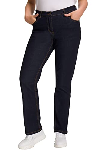 Ulla Popken Damen Mandy, 5-Pocket, Komfortbund, gerades Bein Straight Jeans, (schwarz 10), (Herstellergröße:52)