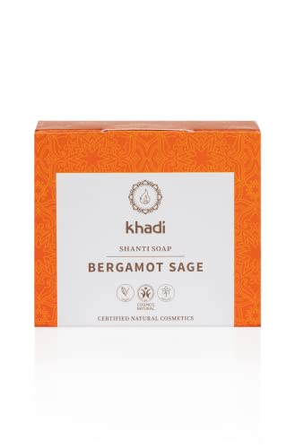 khadi BERGAMOT SAGE Shanti Soap Seife, Naturseife aus pflegender Sheabutter & Aloe Vera, 100% natürlich, pflanzlich, vegan, silikon- & sulfat-frei, Zertifizierte Naturkosmetik, 100g