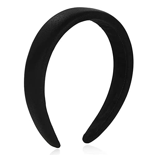 Haarreifen für Damen Breiter Rand Schwamm Stirnband Kopfschmuck Braut Hochzeit Stirnbänder (Farbe : Black, Size : 13x3cm)