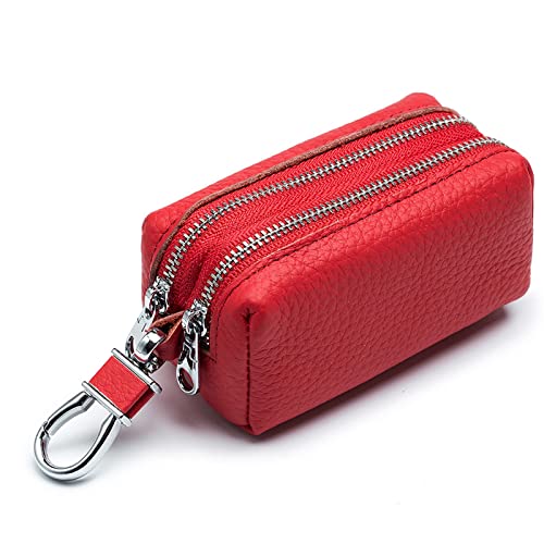 Geldbörse für Damen Schlüsseltasche mit großer Kapazität, doppelte, weiche multifunktionale Kartentasche for Männer und Frauen Kleine Damengeldbörse (Farbe : rot, Size : 11.5x6.5x5.3cm)