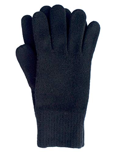 FosterNatur, Merino Herren Handschuhe/Fingerhandschuhe, 100% Wolle extrafine (9,5, Schwarz)