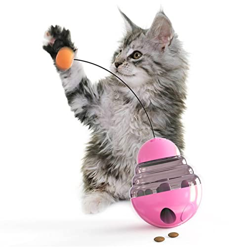 MAAFRI Interaktives Katzenspielzeug für Indoor-Katzen, Tumbler, Indoor-Übung, Katzenkicker, lustige Katzen, auslaufender Futterball, Spielzeug, das Ihre Katze Sinne und Jagdinstinkte stimuliert (Magenta)
