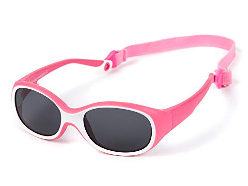 Kiddus Outdoor-Sonnenbrille für Kinder Kleinkind Junge Mädchen. Alter 2 bis 6 Jahre. Verstellbares abnehmbares Band. Unzerbrechlich. Sicherer UV400 Schutz