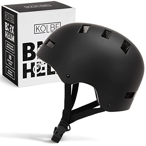 Kolbe BMX Helm | Skaterhelm Kinder, Herren und Damen | Scooter Helm mit verstellbarem Verschlussgurt | Skateboard Helm mit Belüftungslöchern