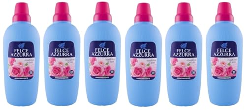 6 x Felce Azzurra Weichspüler Rose & Lotusblüten, unverwechselbarer Duft, weiche Kleidungsstücke - 30 Waschgänge - 2 l
