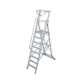Alu-Stufen-Stehleiter, mit großer Standplattform, mit Sicherheitsbügel und Kette, 8 Stufen