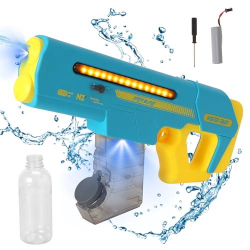 Wasserpistole Elektrisch mit Selbstabsorbierendem Wasser und Lichtern, 8M Reichweite, Elektrische Wasserpistole für Kinder Erwachsene, One-Touch Automatische Wasserpistole (Green)