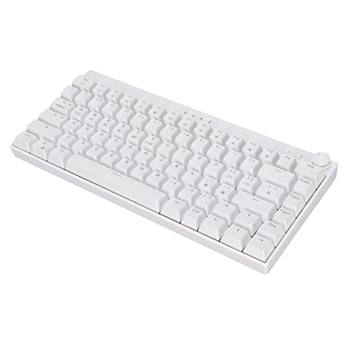 PENO Weiße mechanische Tastatur, ergonomische mechanische Tastatur mit 82 Tasten und DREI Modi, Heimdesign für Bürospiele (Roter Schalter)
