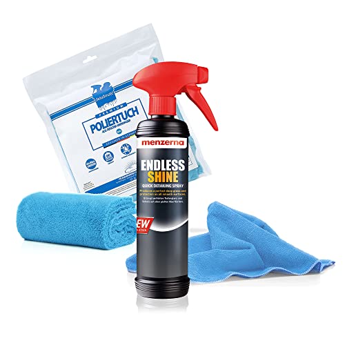 detailmate Set - Menzerna Endless Shine Quick Detailing Spray - Perfekter Tiefenglanz und Schutz auf Allen Oberflächen 0,5l + Mikrofasertuch + Poliertuch