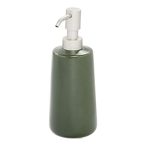 iDesign Keramik Seifenspender, nachfüllbarer Seifen- und Spülmittelspender mit rutschfesten Füßen, Pumpspender in schlichtem Design, grün