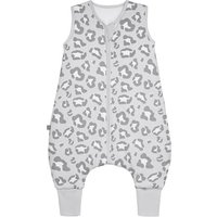 emma & noah Premium Baby Schlafsack mit Füßen Ganzjahr, Bequem & Atmungsaktiv, 100% Bio-Baumwolle, Oeko-TEX Zertifiziert, Flauschig, Bewegungsfreiheit, 2.5 TOG (Leo Grau, 110 cm)
