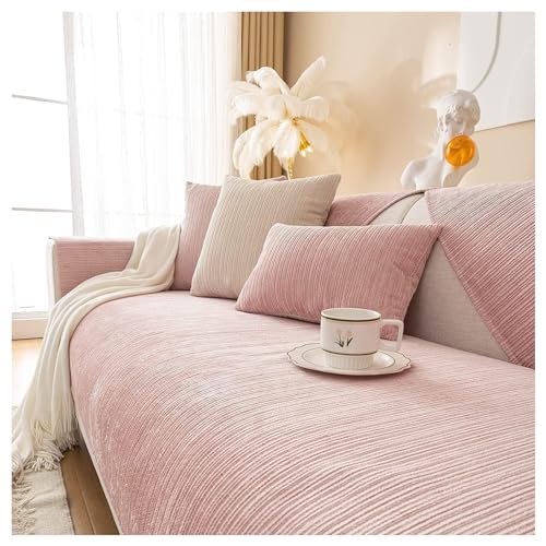UNbit Couchbezüge Sofa Überzug Sofabezug Ecksofabezug, L-förmiger Couchbezug, weicher Chenille-Sofaschutz, weich, bequem, atmungsaktiv, leicht zu reinigen WEWYQSJXBXF-417(Color:Pink,Size:70 * 150cm)