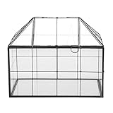 iFutniew Glas Glas Terrarium Handgemachte Haus Form Geometrische Glas BehäLter mit Schaukel Deckel Pflanzgefäß für Sukkulenten