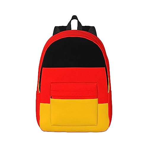 Deutschland-Flagge Canvas Große Kapazität Seesack mit verstellbaren Schultergurten für Schule Outdoor Sport, Schwarz , M