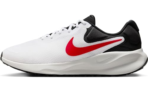 Nike Herren Revolution 7 Laufschuh, White/Fire Red-Black-Photon Dust, 47 EU