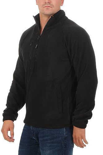 Mivaro Herren Fleecepullover mit Taschen und Reißverschluss, Farbe:Schwarz, Größe:3XL