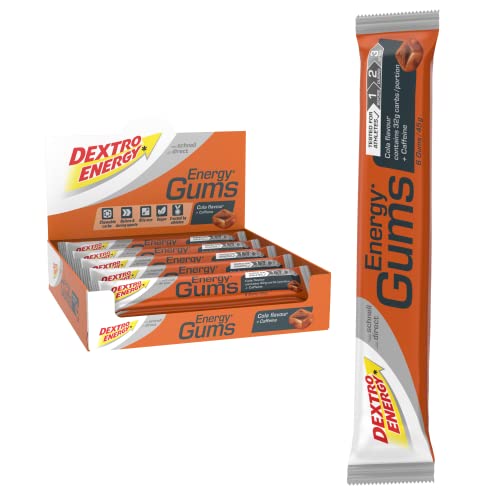 Dextro Energy Energy Gums Cola + Caffeine, leckeres Fruchtgummi für Ausdauersportler, 15 x 45g, Vegan
