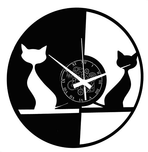 Wanduhr Vinyl Schallplatte LP 33 U Instant Karma - Katze - Paar von Katzen