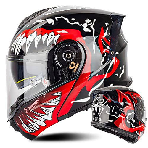 Motorradhelm Klapphelm Integralhelm Mit Doppelvisier Sonnenblende Rollerhelm Sturzhelm Für Damen Herren Erwachsene ECE Zertifiziert Modularer Full Face Motocross Helm 7,4XL