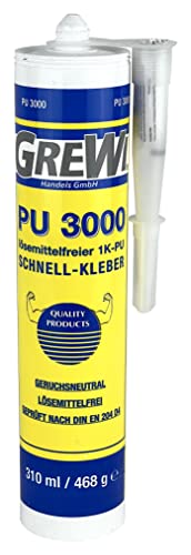 Grewi PU 3000: Lösemittelfreier 1K-PU-Kleber 310ml/470g, universell einsetztbarer Polyurethan Montageklebstoff