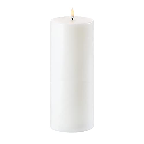 Piffany Copenhagen Uyuni Lighting Pillar LED Kerze 10,1 x 25 cm Echtwachs Weiss - 6 Stunden Timerfunktion - Keine Brandgefahr, Keine Rußbildung und kein Geruch