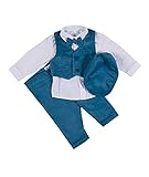 Cocolina4kids Taufanzug Blau Türkis Baby Jungen Anzug Hochzeitsanzug mit Weste (68)