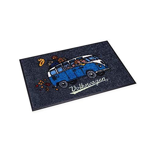 Volkswagen 1H3087703A Fußbodenmatte T1 Bulli Fußabtreter Läufer, schwarz/blau