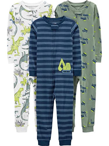 Simple Joys by Carter's Baby Jungen Pyjamaset aus Baumwolle, ohne Füße, Gute Passform, Blau/Grüner Dino, 6-9 Monate