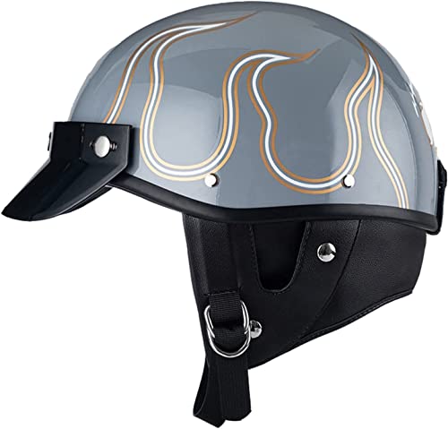 Jugend-Motorrad-Halbhelm, Personalisierter Retro-Halbhelm, Scooter-Motorradhelm, DOT/ECE-Zertifizierung, Halbe Motorradhelme, Sicherheitsschutz, Helmkappe for Männer Und Frauen