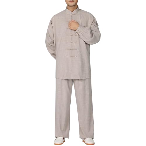 MACITA Tai Chi Kleidung für Herren Frauen - Kampfkunst Trailsuits Qigong Flügel Chun Shaolin Kung Fu Hemd Training Tücher Anzug grey-M