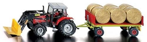Siku 3955 - Traktor mit Frontlader und Anhänger