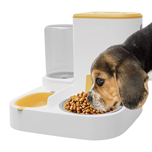Futterautomat für Haustiere,2 in 1 Katzenfutter- und Wassernapf-Set | Automatische Katzentränke, selbstspendende Haustiertränke Automatische Hunde- und Katzentränke für Hunde und Katzen Jildouf