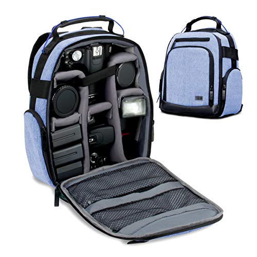 USA Gear DSLR Kamerarucksack, Kameratasche, Kamera Fotorucksack für Spiegelreflexkamera mit Kundengerechten Zubehörteilern und Rückenstütze - Blau