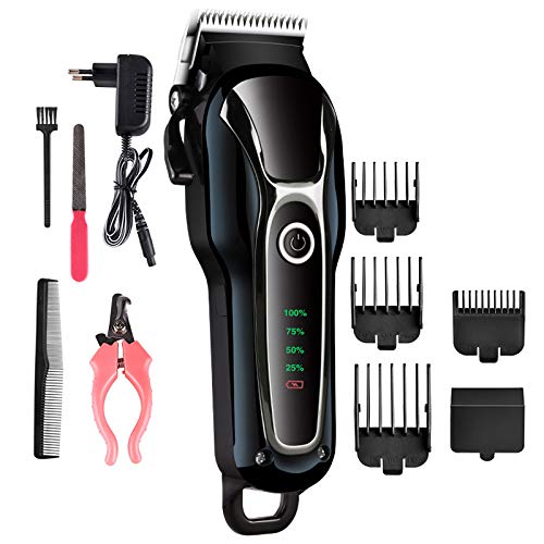 Yolispa Professional Pet Hair Trimmer Grooming Kit Low Noise Cat Dog Hair Clippers Rechargeable Cordless Puppies Hair Shaver