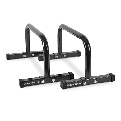 MSPORTS Low Fitness Parallettes Minibarren Professional LxBxH: 60x35x29 cm| Push-Up Bars Liegestützgriffe (Schwarz)