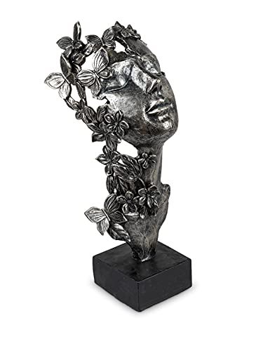 Lifestyle & More Exklusive Deko Büste Skulptur Dekofigur aus Kunststein in schwarz/Silber 15x32 cm