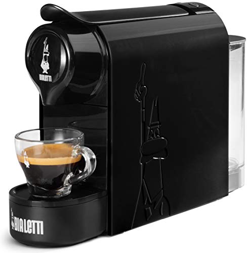 Bialetti Gioia, Espressomaschine für Kapseln aus Aluminium, System Bialetti la Caffè d'Italia, superkompakt, Schwarz