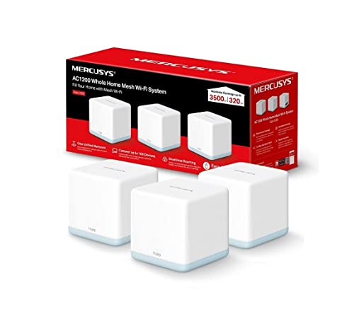 Mercusys Halo H30(3-Pack) WiFi Mesh AC1200, Dual-Band 2,4 GHz/5 GHz, bis 320 m², MU-MIMO, Ehernet Port 10/100 MBit/s, Kindersicherung, einfache App-Einrichtung,