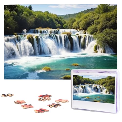 Jigsaw Puzzles 1000 Teile Für Erwachsene Wasserfälle auf Krka Fluss Jigsaw Puzzle Coole Tier Weihnachten Puzzle Geschenk Puzzle Für Familie Größe 75 X 50 cm