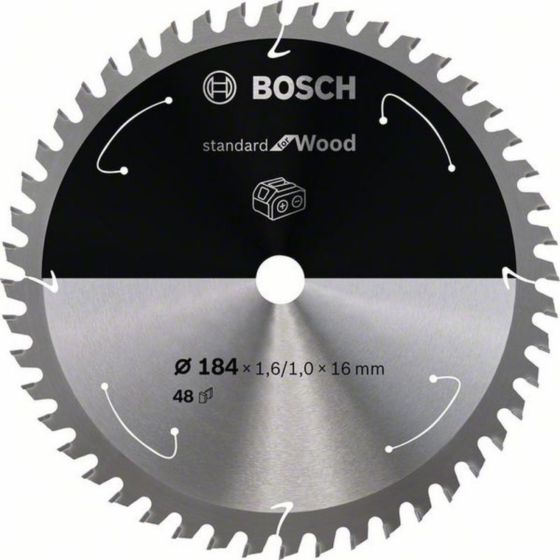 Bosch Akku-Kreissägeblatt Standard for Wood, 184 x 1,6/1 x 16, 48 Zähne 2608837701