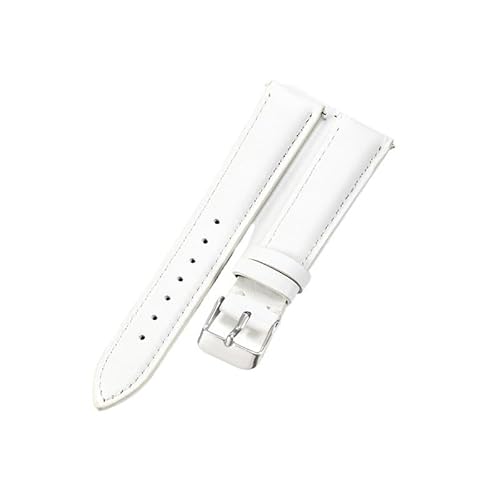 GeRnie Braun-weißes Uhrenarmband aus Rindsleder, echtes Leder, Faltschließe, kleines Zifferblatt, 16-18-mm-Uhrenarmband for Damen (Color : White-Steel-K1, Size : 20mm)