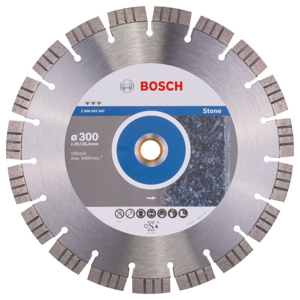 Bosch Professional Diamanttrennscheibe Best für Stone, 300 x 20,00 und 25,40 x 2,8 x 15 mm, 2608602647