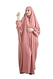 Muslimisches Kleid Gebetskleidung für muslimische Frauen mit betenden Hijabs, Niqab, Gesichtsbedeckung, weiche Frauen, Dubatta Kaftan, langärmelig, Einheitsgröße, rose, One Size
