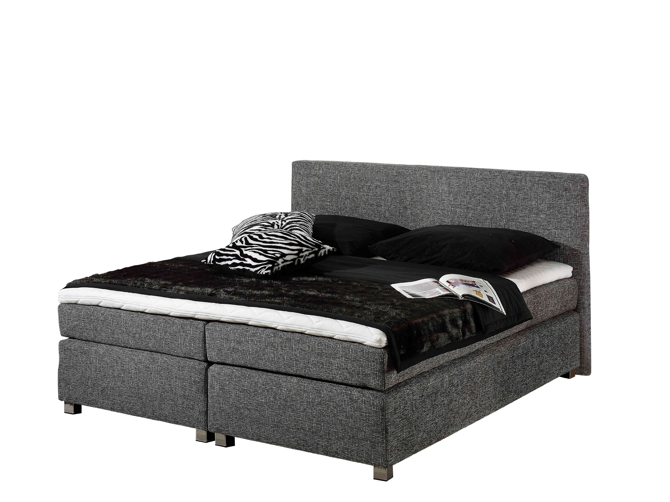 Maintal Boxspringbett Howard, 160 x 200 cm, Strukturstoff, Bonellfederkern Matratze H3, grau