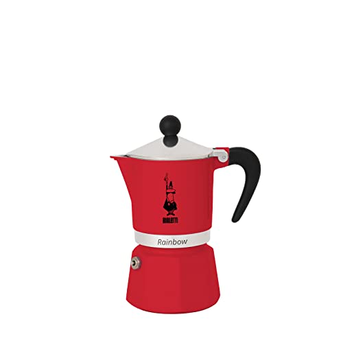 Bialetti Rainbow Espressokocher, Aluminium, rot, 3 Tassen