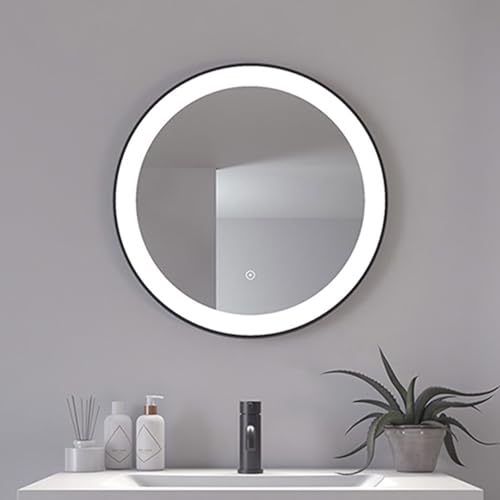Loevschall Libra Rund Spiegel mit Beleuchtung | Led Spiegel Mit Touch-Schalter Ø600 | Badspiegel Mit Led Beleuchtung | Verstellbarer Badezimmerspiegel mit Beleuchtung | Wandspiegel Mit Beleuchtung