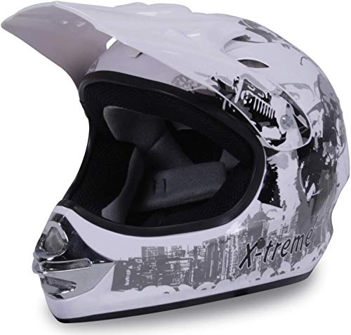 Actionbikes Motors Motorradhelm X-Treme Kinder Cross Helme Sturzhelm Schutzhelm Helm für Motorrad Kinderquad und Crossbike (Weiß, XL)