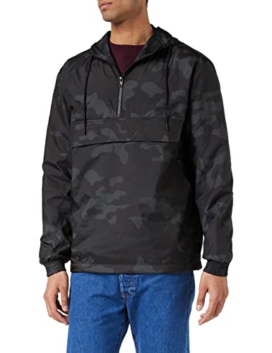 Urban Classics Herren Überziehjacke Camo Pull Over Windbreaker mit Reißverschluss, Brusttasche und Känguru-Tasche - Farbe sandcamo, Größe XL