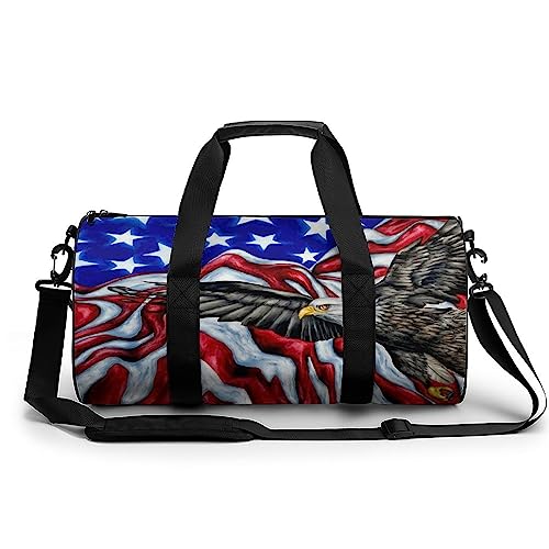 Sporttasche Amerikanische Flagge Reisetasche Weekender Schwimmtasche Gym Bag Trainingstasche Für Herren Damen 45x23x23cm