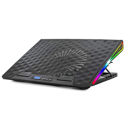 SPIRIT OF GAMER - AIRBLADE 800 RGB : Tragbarer Laptop Kühler / 18,5 cm großer Lüfter / 5 Verstellbare Positionen / 2 USB-Ports / 6 Lüftungsgeschwindigkeiten / 17,3 Zoll